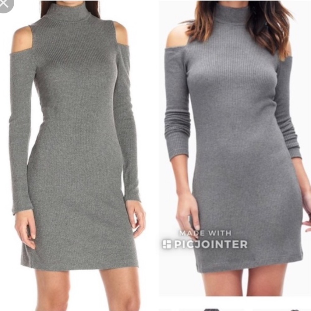 Splendid cold shoulder ribbed heather gray dress